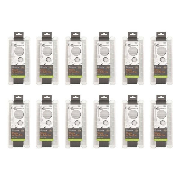 12PK Topchef Silicone Ice Cube Maker Tray w/ Lid 26x12cm Ice Cube Maker Assorted