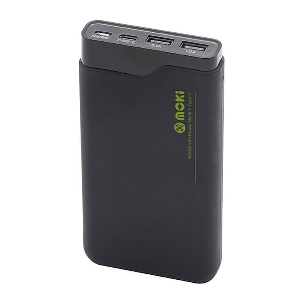 Moki Power Bank 15000mAh w/ Type-C Rapid Charge - Black