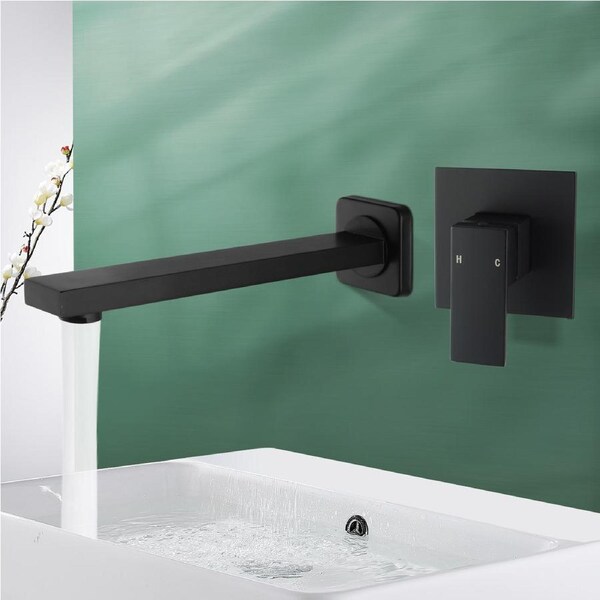 ACA Bathroom Black Wall Mounted Bathtub Vanity Water Spout & Mixer Tap Brass
