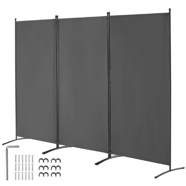 Room Divider 3 Panels Fabric Room Privacy Screen for Office Bedroom Grey