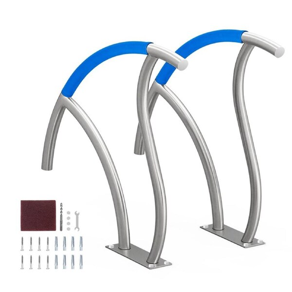 Pool Handrail 2 PCS 30x30in Stainless Steel with Base Plate for Spas