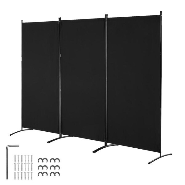 Room Divider 3 Panels Fabric Room Privacy Screen for Office Bedroom Black