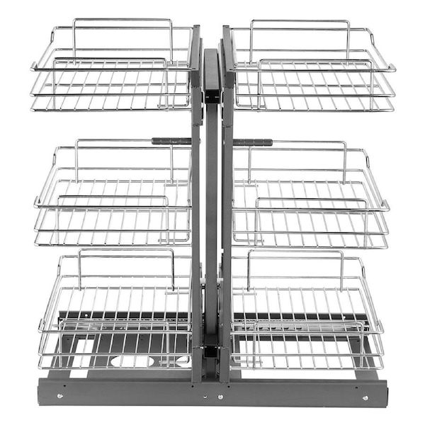 3 Tier Blind Corner Pull Out Organizer Chrome Kitchen Cabinet Basket