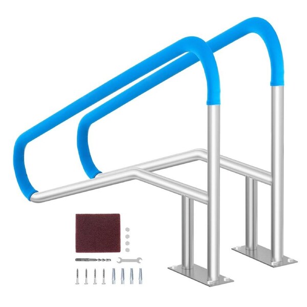 Pool Handrail 2 PCS 55 x 32 inch Stainless Steel with Base Plate for Spas