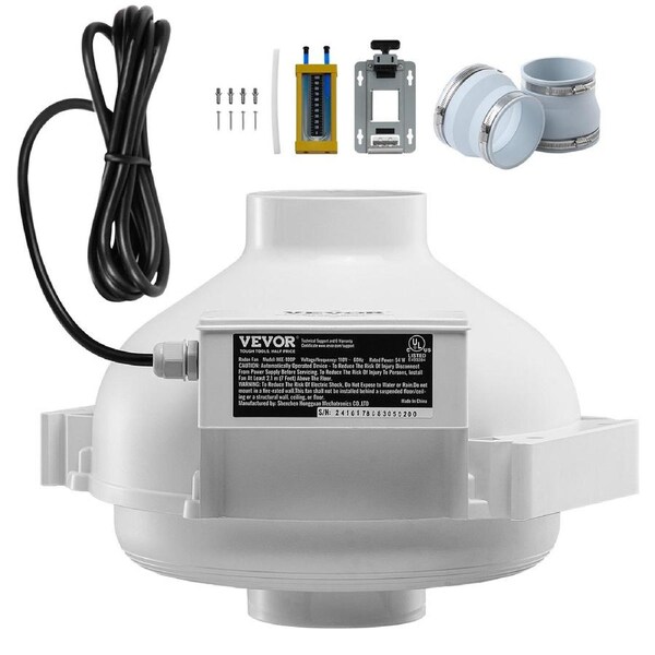 4" to 4.5" Radon Mitigation Fan System Kit Quiet 260 CFM Inline Duct Fan