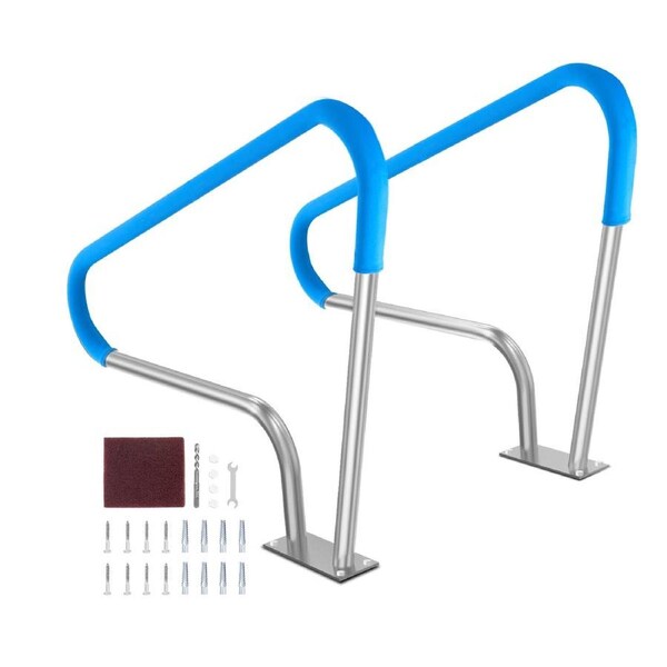 Pool Handrail 2 PCS 48x36in Stainless Steel with Base Plate for Spas