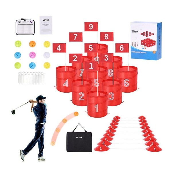 Backyard Golf Game 9 Hole Portable Bucket Golf Game for Kids and Adults