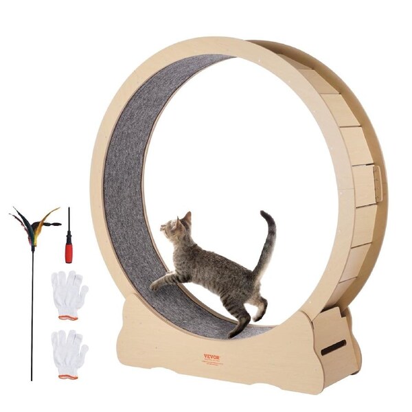 Wooden Cat Exercise Wheel 52" Large Cat Treadmill Wheel for Indoor Cats