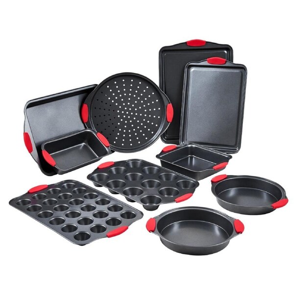 Baking Pan Set 10-Piece Nonstick Carbon Steel Set with Silicone Handles