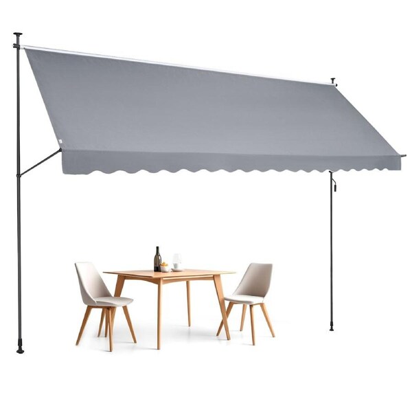 178x47" Patio Awning Retractable Awning Sunshade Shelter with Crank Handle
