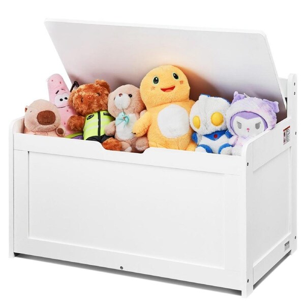Kids Toy Storage Bench Wooden Toy Box Chest 32.68 x 17.91 x 24.02" White