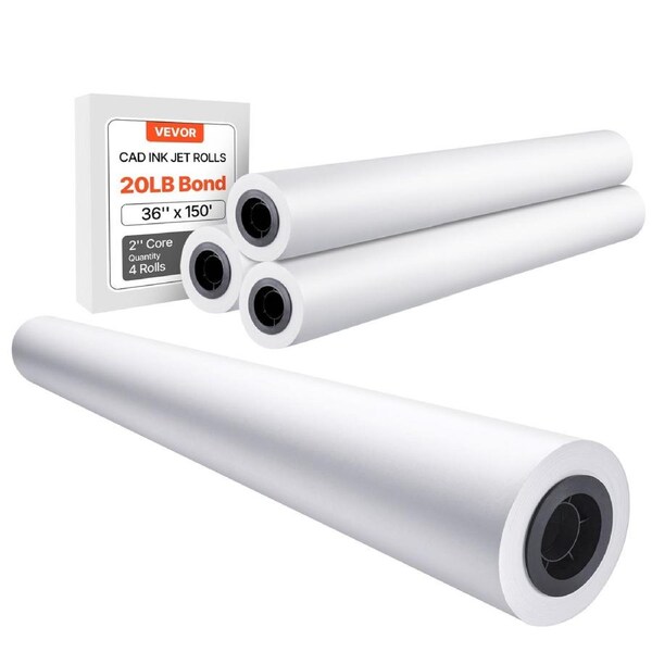 Wide Format Paper Plotter Paper 4 Rolls 914.4 mm x 45.7 m CAD Bond Rolls