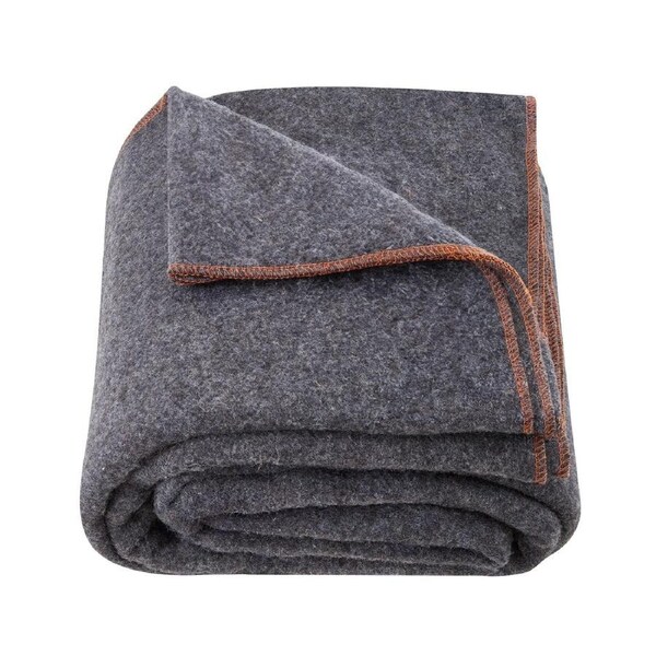 Wool Camping Blanket 1.62 m x 2.23 m for Camping Hiking Travel Light Grey