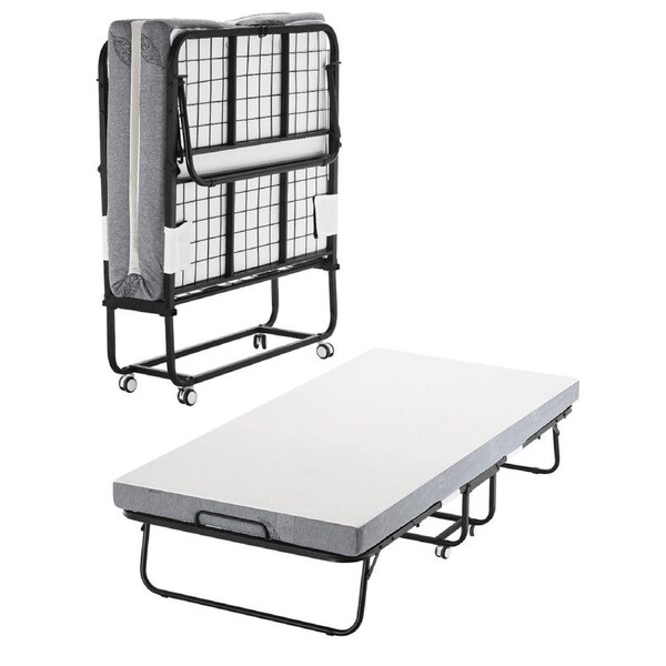 Rollaway Bed Folding Bed with 100 mm Foam Mattress for Adults and Guest