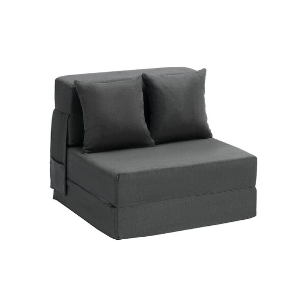 Folding Sofa Bed 3-in-1 Foldable Couch Bed with 2 Pillows Dark Grey Single