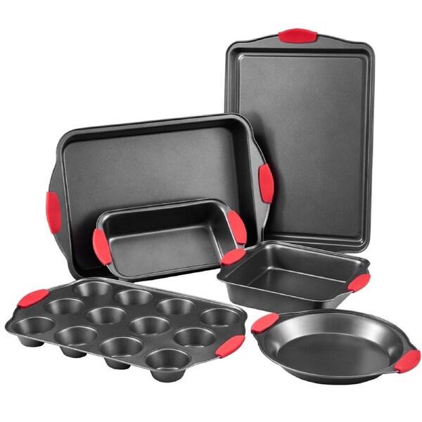 Baking Pan Set 6-Piece Nonstick Carbon Steel Set with Silicone Handles