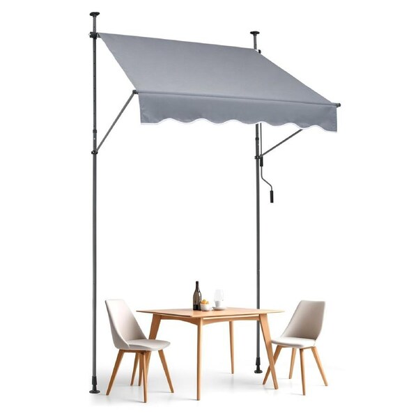 59x47" Patio Awning Retractable Awning Sunshade Shelter with Crank Handle