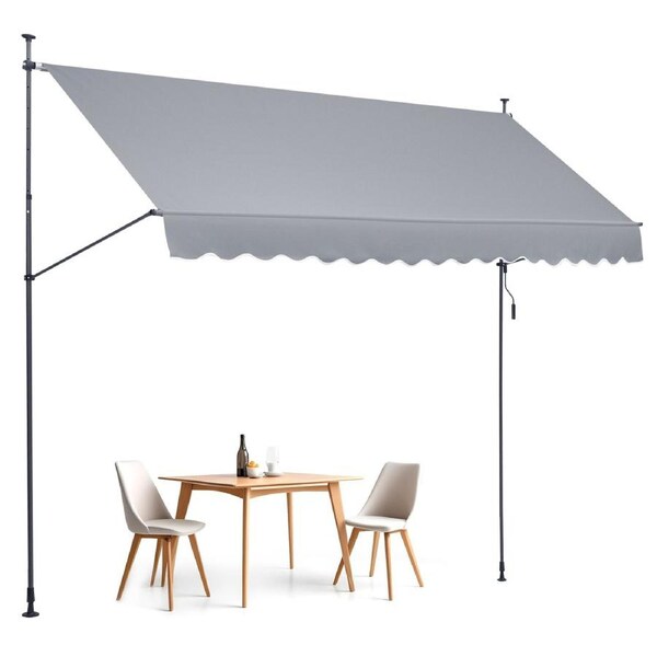 157x47" Patio Awning Retractable Awning Sunshade Shelter with Crank Handle