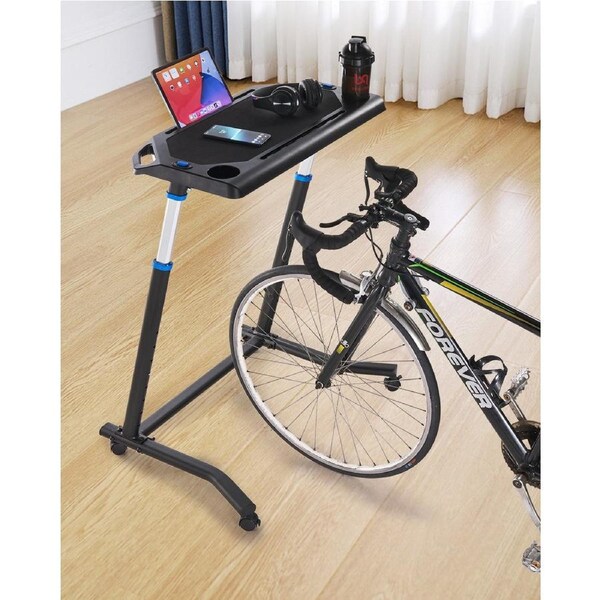 Mobile Cycling Desk Foldable Bike Trainer Fitness Desk with Lockable Wheel