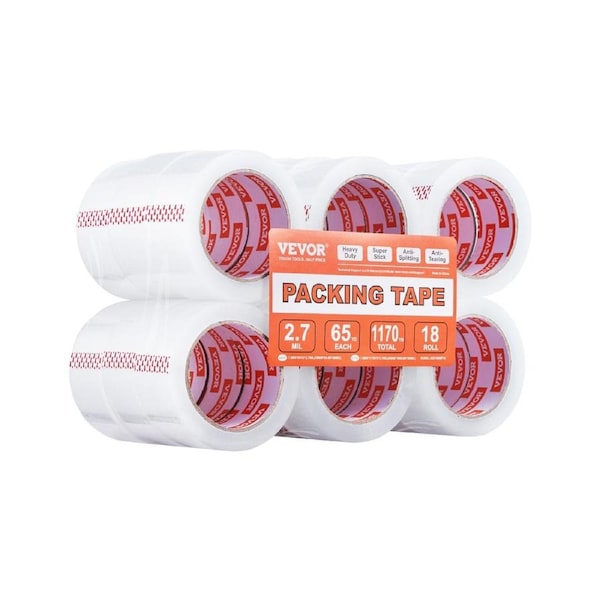Packing Tape 18 Rolls 65 Yards Heavy Duty Clear Packing Tapes 2.7 Mil