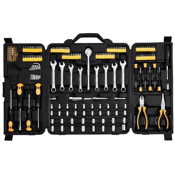 221-Piece Mechanics Tool Set 1/4" and 3/8" Drive Sockets SAE and Metric