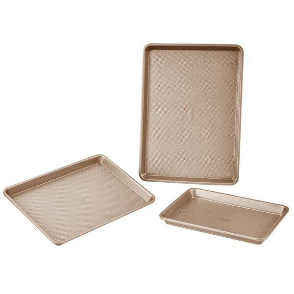 Baking Pan Set 3-Piece Nonstick Carbon Steel Set with Silicone Handles