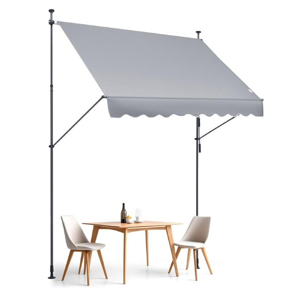 98x47" Patio Awning Retractable Awning Sunshade Shelter with Crank Handle