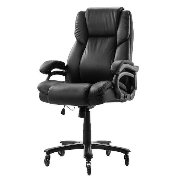 Executive Chair High Back Office Chair Knob-Control Lumbar Support Black