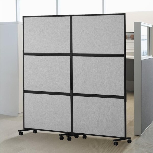 Acoustic Room Divider Partition Panel Privacy Screen 2 Pack Light Gray