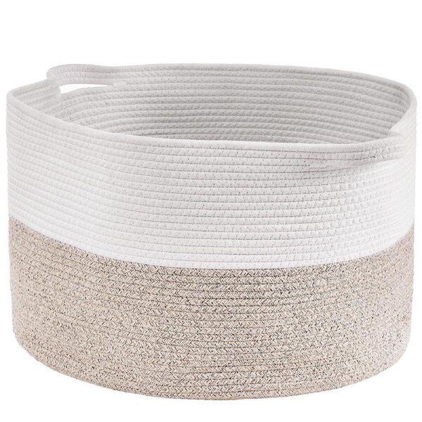 Cotton Rope Storage Basket 67L Woven Blanket Basket 20 x 20 x 13 in