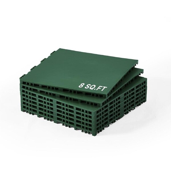 Gym Flooring Set 8 PCS Interlocking PP Puzzle Rubber Tiles Green