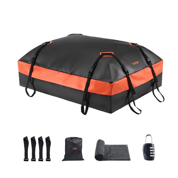 Car Rooftop Cargo Carrier Bag 15 Cubic Feet Roof Cargo Carrier 840D PVC