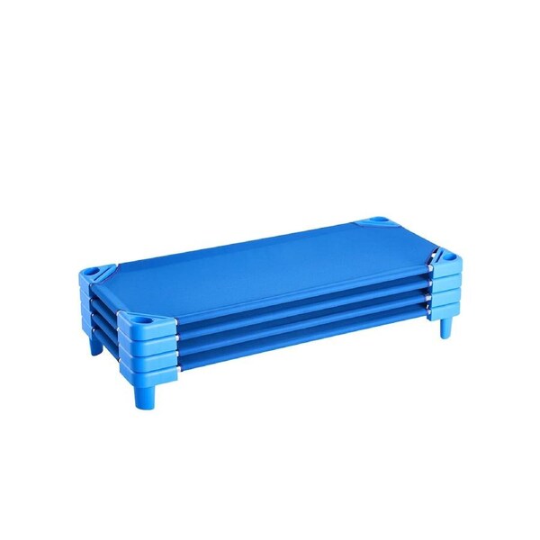 Stackable Kiddie Cot 52" x 23" Daycare Nap Cots for Kids Blue (Pack of 4)