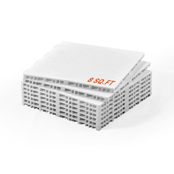 Gym Flooring Set 8 PCS Interlocking Puzzle Tiles Workout Mats Ash Gray