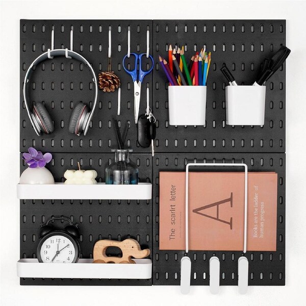 Pegboard Combination Kit 280 x 280 mm Plastic Pegboard 4 Panels Black