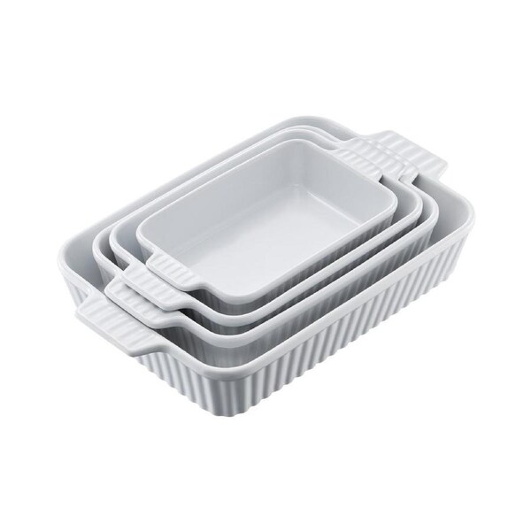 Ceramic Baking Dish 4 Pieces Rectangular Bakeware Set Deep for Baking