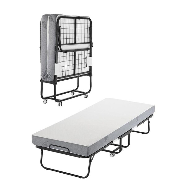 Rollaway Bed Folding Bed with 125 mm Foam Mattress for Adults & Guest