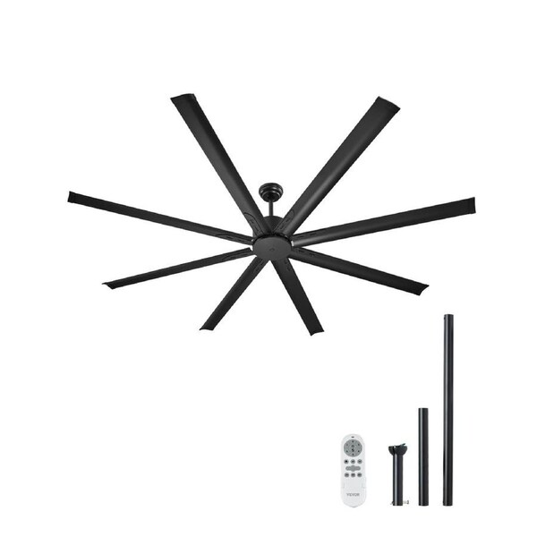 213 cm Aluminum Ceiling Fan Without Light Remote Control DC Motor Black