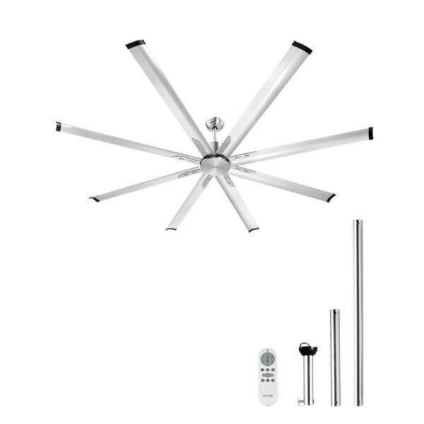 213 cm Aluminum Ceiling Fan Without Light Remote Control Brushed Nickel
