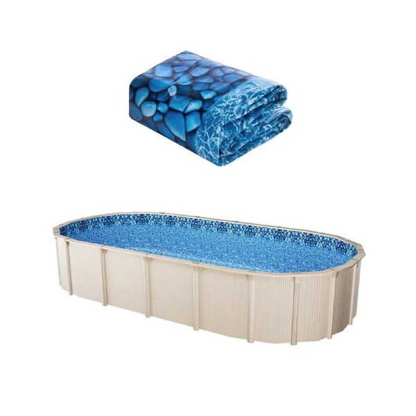 Oval Pool Liner 12x24ft Unibead Style Pool Liner 52in Wall Height