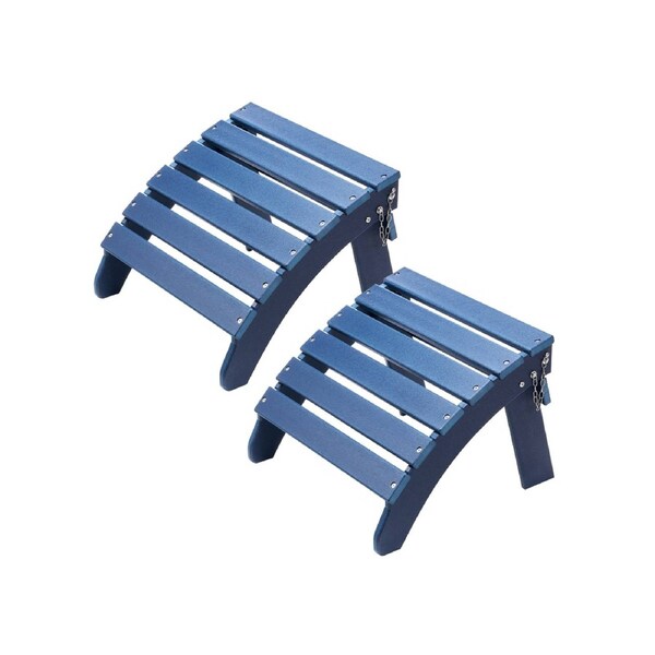 Adirondack Ottoman 2 Set 47.5L x 48W x 35H cm HDPE Folding Footrest Blue