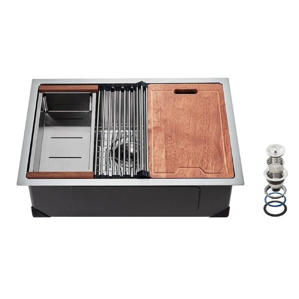 32" Kitchen Sink Undermount Single Bowl Drop-In Basin Stainless Steel Bar