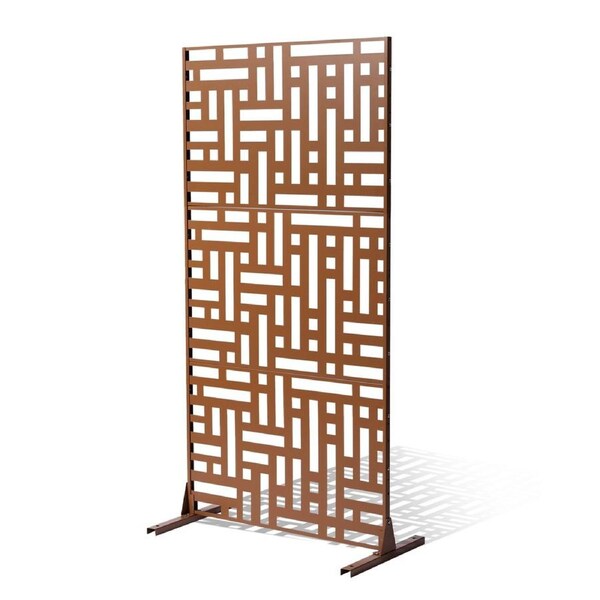 Metal Privacy Screen 47" x 76" Outdoor Privacy Screens & Panels Brown