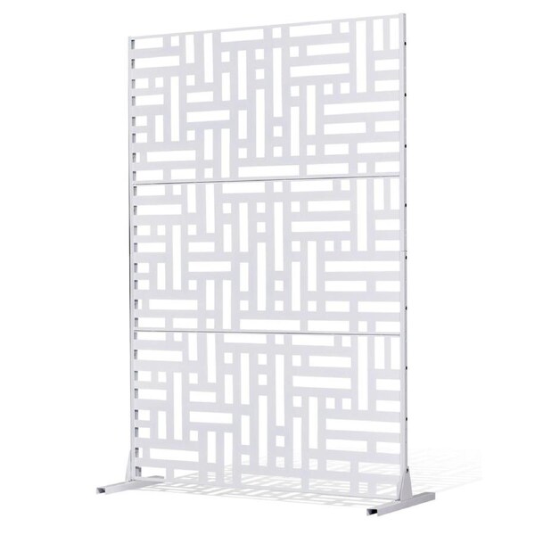 Metal Privacy Screen 47" x 76" Outdoor Privacy Screens & Panels White