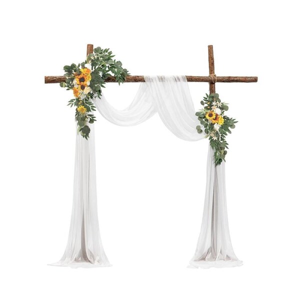 Artificial Wedding Arch Flowers Kit Yellow With 2 Pcs Flowers 1 Pcs Drapes