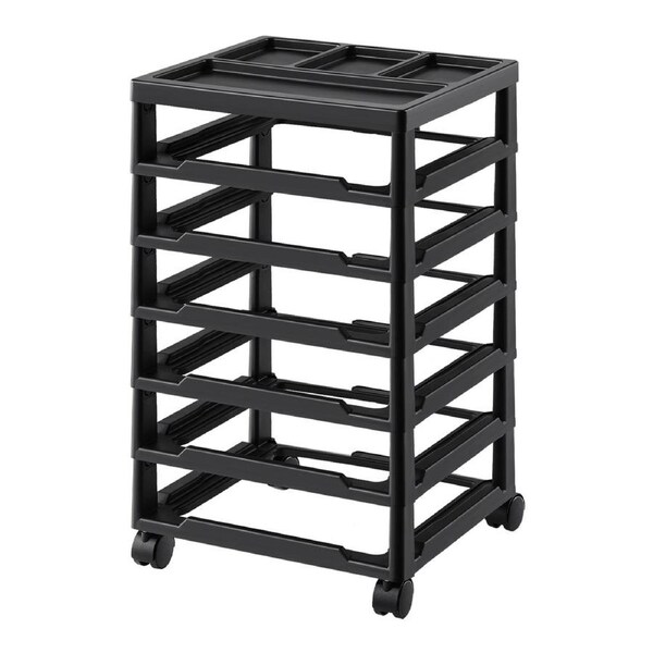 Scrapbook Rolling Storage Cart 6-Tier Large Capacity with Organizer Top Black