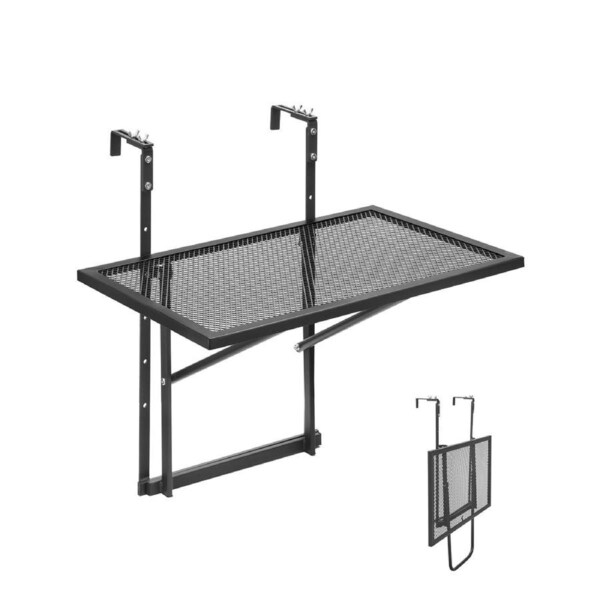 Balcony Hanging Table 610 x 410 mm Metal Patio Railing Table Adjustable