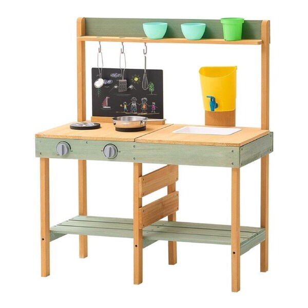 Wooden Mud Kitchen Outdoor Toy Play Kitchen Set for Kids Pretend Playset