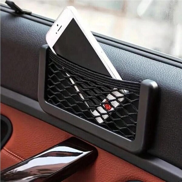 2x Adhesive Car Mesh Storage Holder Card Mesh Organizer Storage Pocket