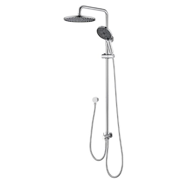 10" Round Shower Head Handheld Set Adjustable Height Rail Diverter Silver